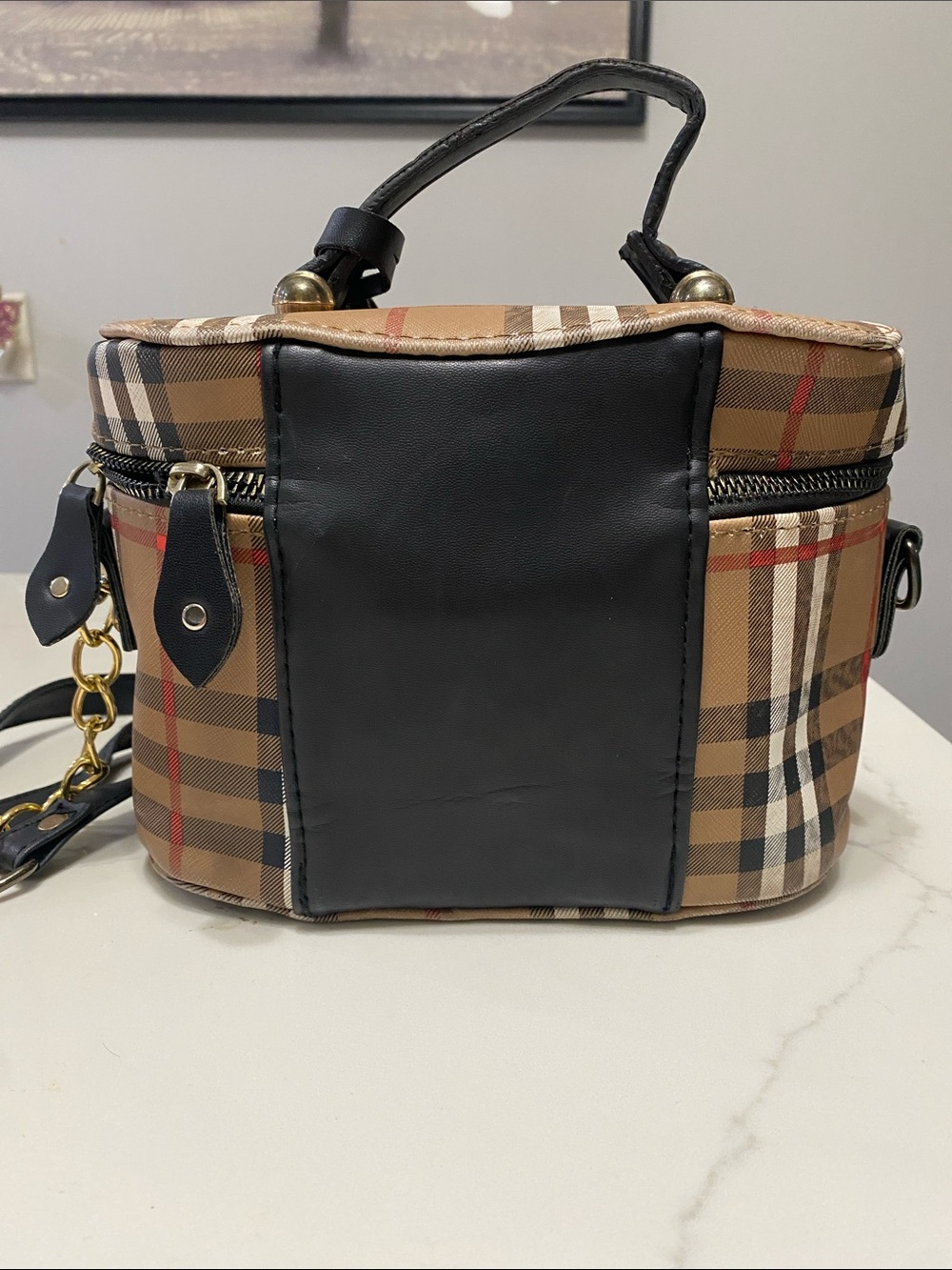 Plaid Crossbody Vanity Bag - Brown - Picture 3 of 9